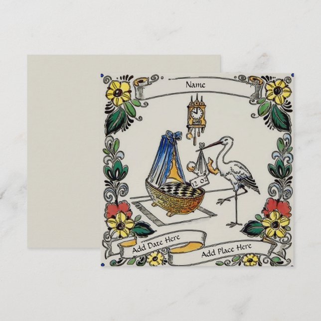 Cartão de Anúncio de Bebê (Frente/Verso)