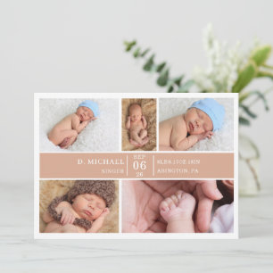 Cartão de Anúncio de Bebê com Colagem de Fotos em