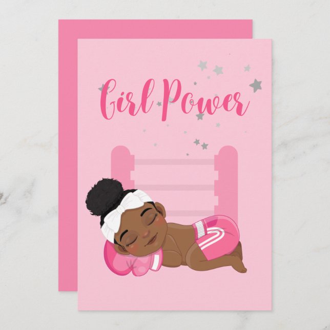 Cartão de anúncio de bebê de energia para meninas (Frente/Verso)