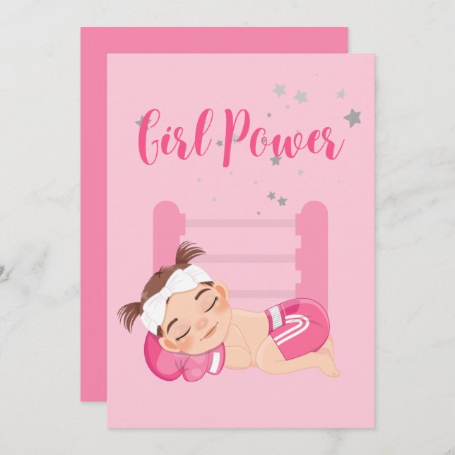 Cartão de anúncio de bebê de energia para meninas (Frente/Verso)