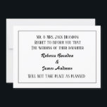 Cartão de Anúncio de Cancelamento de Casamento Ele<br><div class="desc">Cartão de Anúncio de Cancelamento de Casamento Elegante</div>