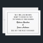 Cartão de Anúncio de Cancelamento de Casamento Ele<br><div class="desc">Cartão de Anúncio de Cancelamento de Casamento Elegante</div>