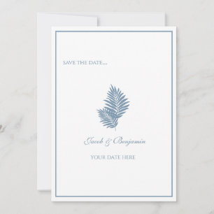 Cartão de Anúncio de Casamento Blue Palm Flat