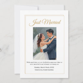Cartão de Anúncio de Casamento com Borda Dourada M