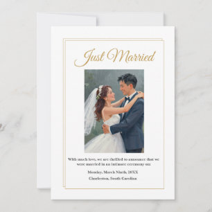 Cartão de Anúncio de Casamento com Borda Dourada M