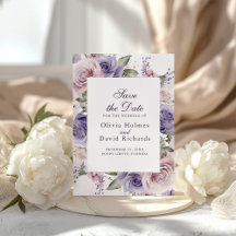 Cartão de Anúncio de Casamento com Floral Lilás