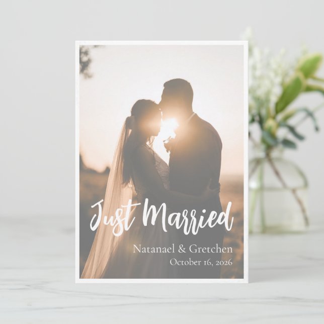 Cartão de Anúncio de Casamento com Foto Recém-Casa (Em pé/Frente)