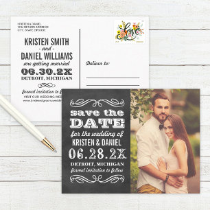 Cartão de Anúncio de Casamento com Quadro Negro Vi