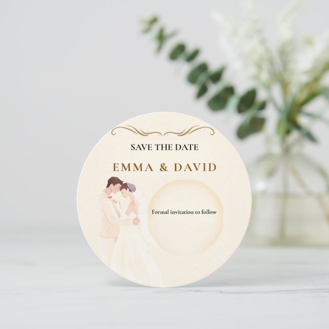 Cartão de Anúncio de Casamento de Casal Minimalist (Em pé/Frente)