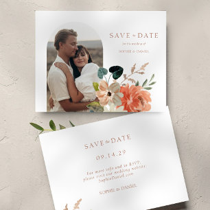 Cartão de Anúncio de Casamento de Foto Floral Wate