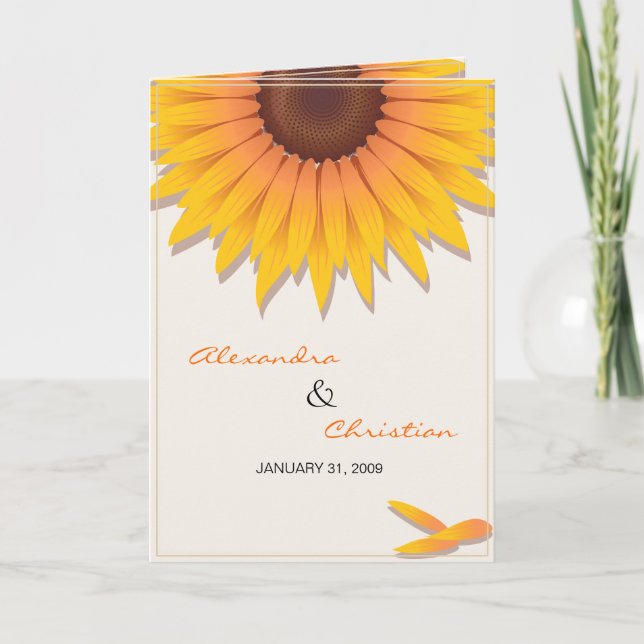 Cartão de Anúncio de Casamento de Girassol 2 (Frente)