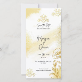 Cartão de Anúncio de Casamento Elegância Floral Do