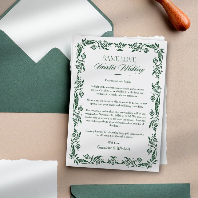 Cartão de Anúncio de Casamento Elegante Verde Comp (Criador carregado)