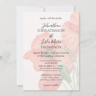 Cartão de Anúncio de Casamento Floral Poppy V2