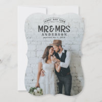 Cartão de anúncio de casamento rústico de agradeci