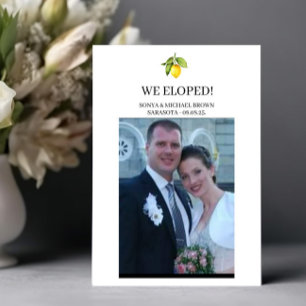 Cartão de Anúncio de Casamento Secreto Limão Amare