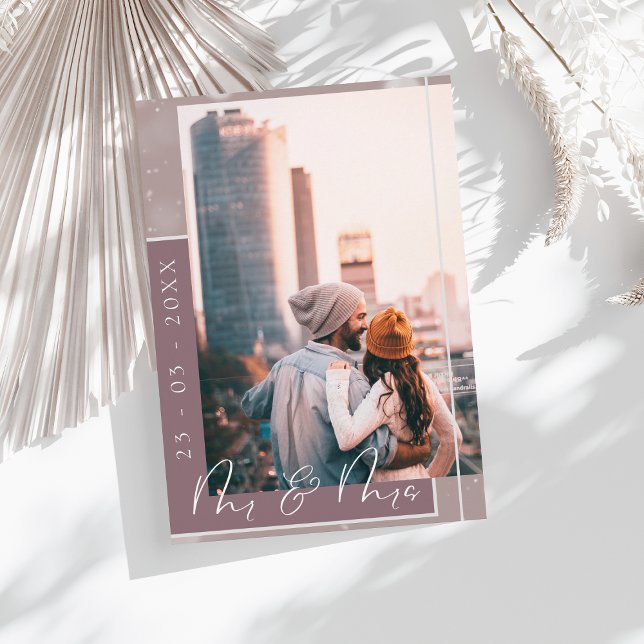 Cartão de Anúncio de Data com Foto e Letra Plum Pu (Criador carregado)