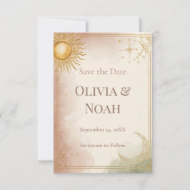 Cartão de Anúncio de Data de Casamento Celestial R