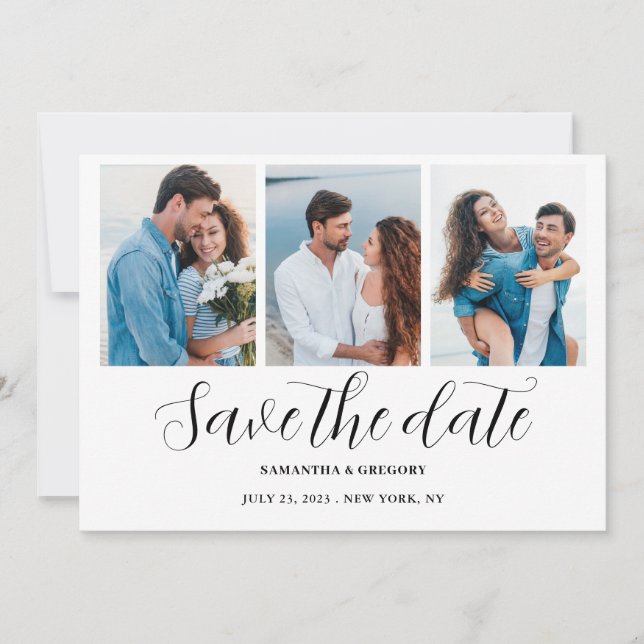 Cartão de Anúncio de Data de Casamento com Colagem (Frente)