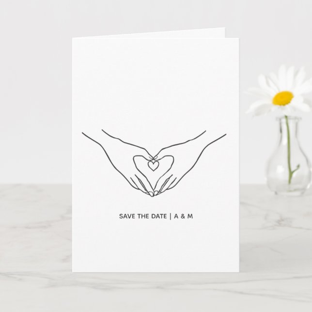 Cartão de Anúncio de Data de Casamento com Coraçõe (Planta pequena)