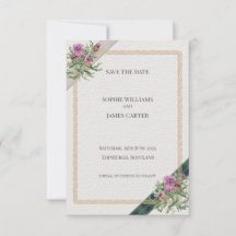 Cartão de Anúncio de Data de Casamento com Tartã C