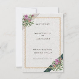 Cartão de Anúncio de Data de Casamento com Tartã C
