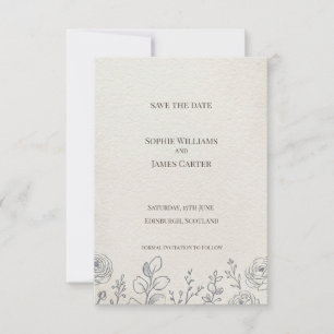 Cartão de Anúncio de Data de Casamento Cream Rose 
