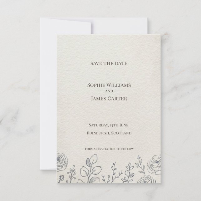 Cartão de Anúncio de Data de Casamento Cream Rose  (Frente)