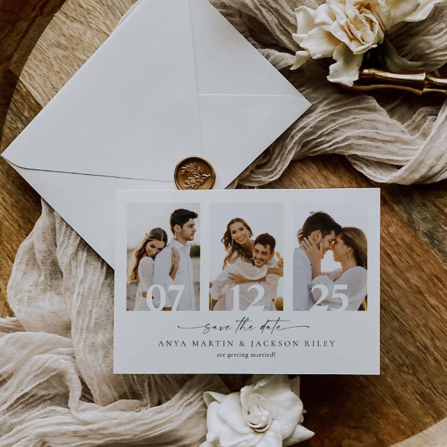 Cartão de Anúncio de Data de Casamento de Foto Qua (Criador carregado)