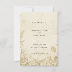 Cartão de anúncio de data de casamento Ivory Botan