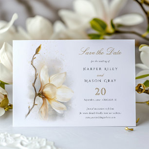 Cartão de Anúncio de Data de Casamento Magnolia Bl