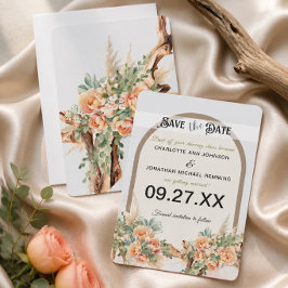 Cartão de Anúncio de Data de Casamento Peach Roses