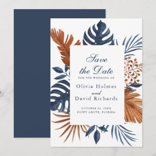 Cartão de Anúncio de Data de Rustic Midnight Blue 