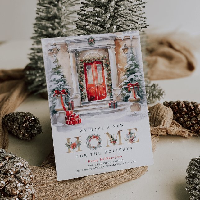 Cartão de anúncio de feriado de novo endereço (Criador carregado)