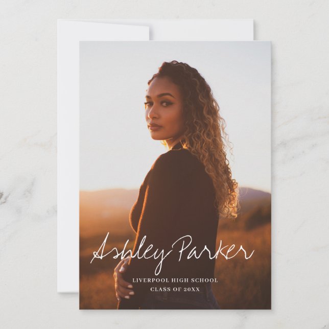 Cartão de Anúncio de Formando Fotográfico com Nome (Frente)