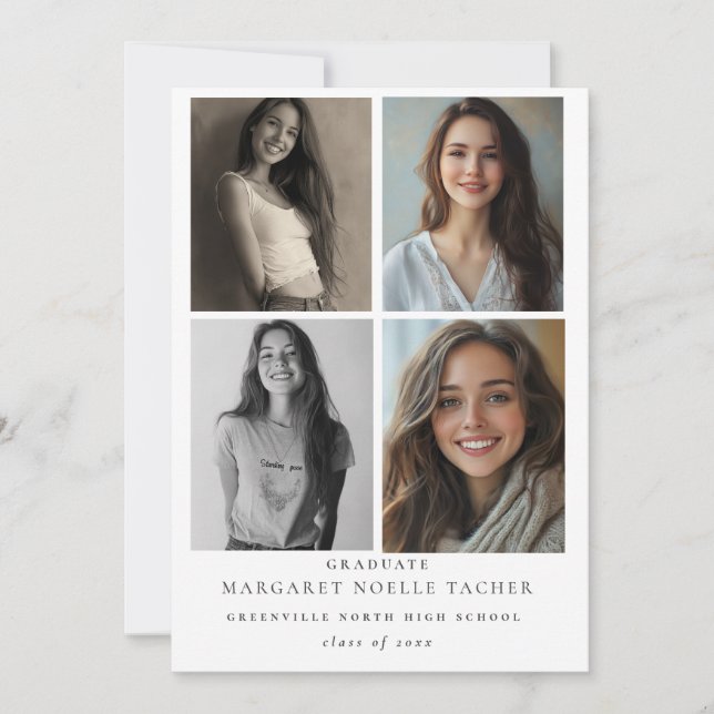 Cartão de anúncio de formatura com colagem de foto (Frente)