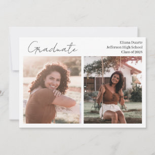 Cartão de Anúncio de Formatura com Duas Fotos
