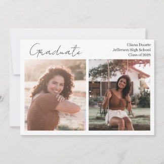 Cartão de Anúncio de Formatura com Duas Fotos