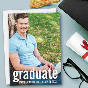 Cartão de Anúncio de Formatura com Foto de Graduad