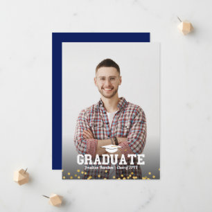 Cartão de Anúncio de Formatura com Foto do Ensino