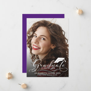Cartão de Anúncio de Formatura com Foto do Ensino