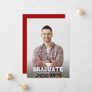 Cartão de Anúncio de Formatura com Foto do Ensino 