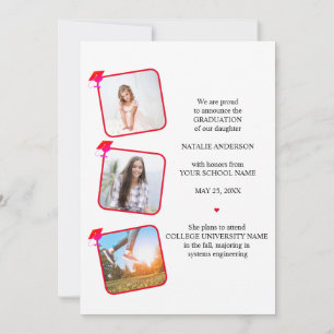 Cartão de Anúncio de Formatura com Foto Personaliz