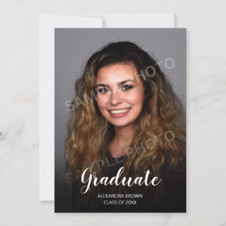 Cartão de Anúncio de Formatura com Foto Verde