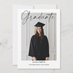 Cartão de Anúncio de Formatura Moderno com Foto Ed