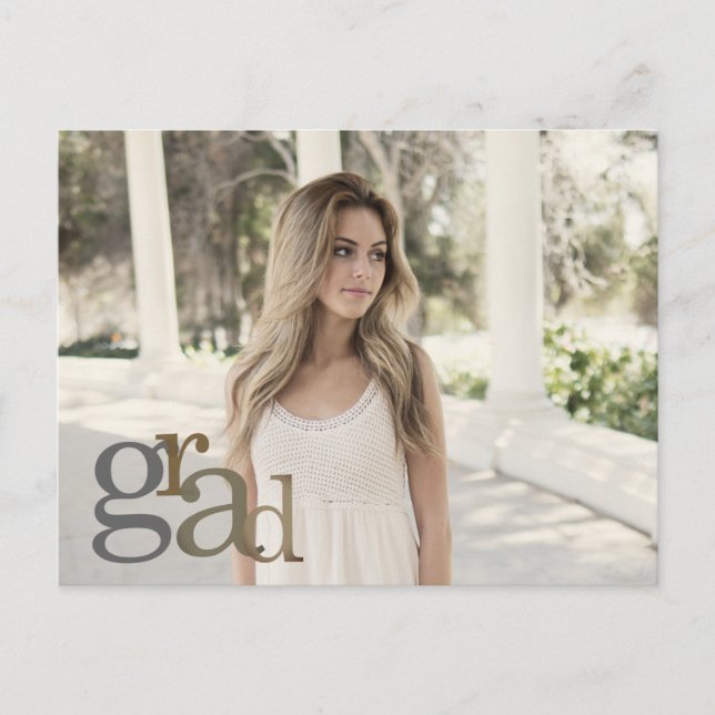 Cartão de Anúncio de Formatura Neutro com Foto de  (Frente)