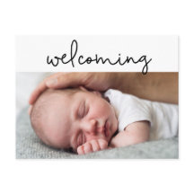 Cartão de Anúncio de Foto Bebê de Script Moderno