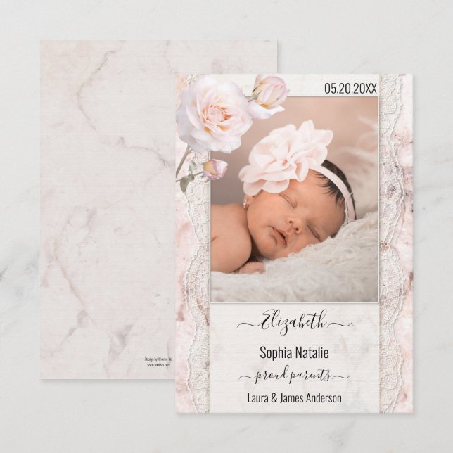 Cartão de Anúncio de Foto da Garota Marble (Frente/Verso)