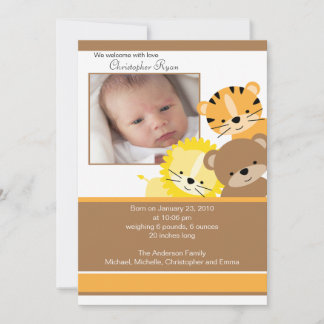 Cartão de Anúncio de Foto de Bebê Leão, tigre e ur