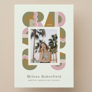 Cartão de anúncio de foto de formatura 2026 retrô
